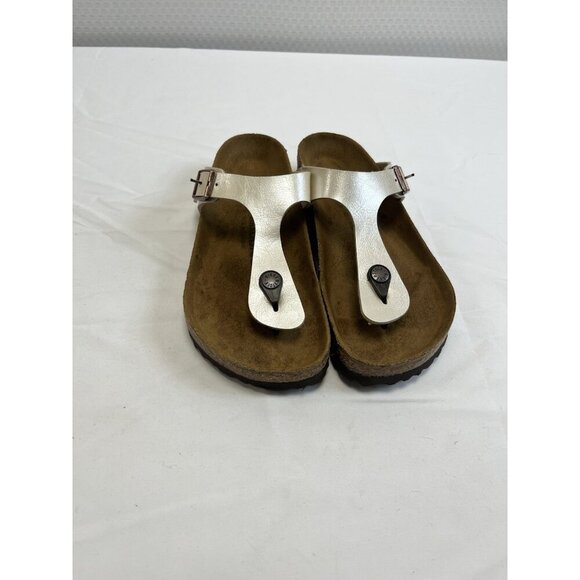 Birkenstock Pearl Ivory Women 38 Gizeh Slip On Thongs  Flat Sandal Shoes. 🤍 - Picture 3 of 7